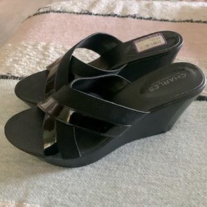 Black pair of platforms. Never worn!!!!! Paid 30 dollars for them.